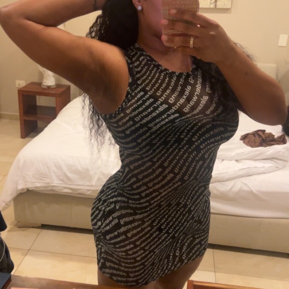 ꧁ ALEXANDER WANG LOGO MESH SLEEVELESS DRESS꧂ - Picture 5 of 5